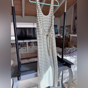 Electric & Rose Adorable Terry Maxi Dress - Green and White Stripe Dress